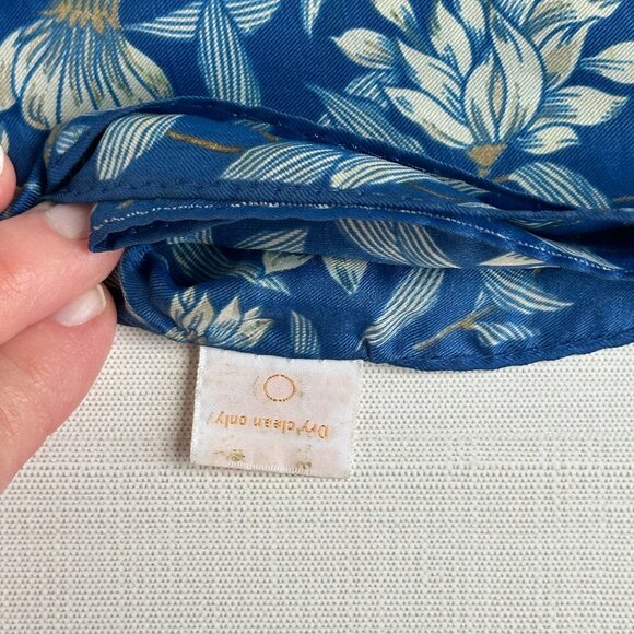 Vintage Glentex Blue Floral Patchwork Scarf 20.5" x 20.5" Made In Japan - Picture 4 of 6